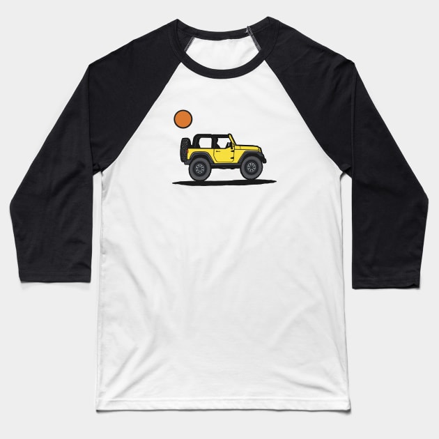 Yellow Wrangler with Sun Baseball T-Shirt by Trent Tides